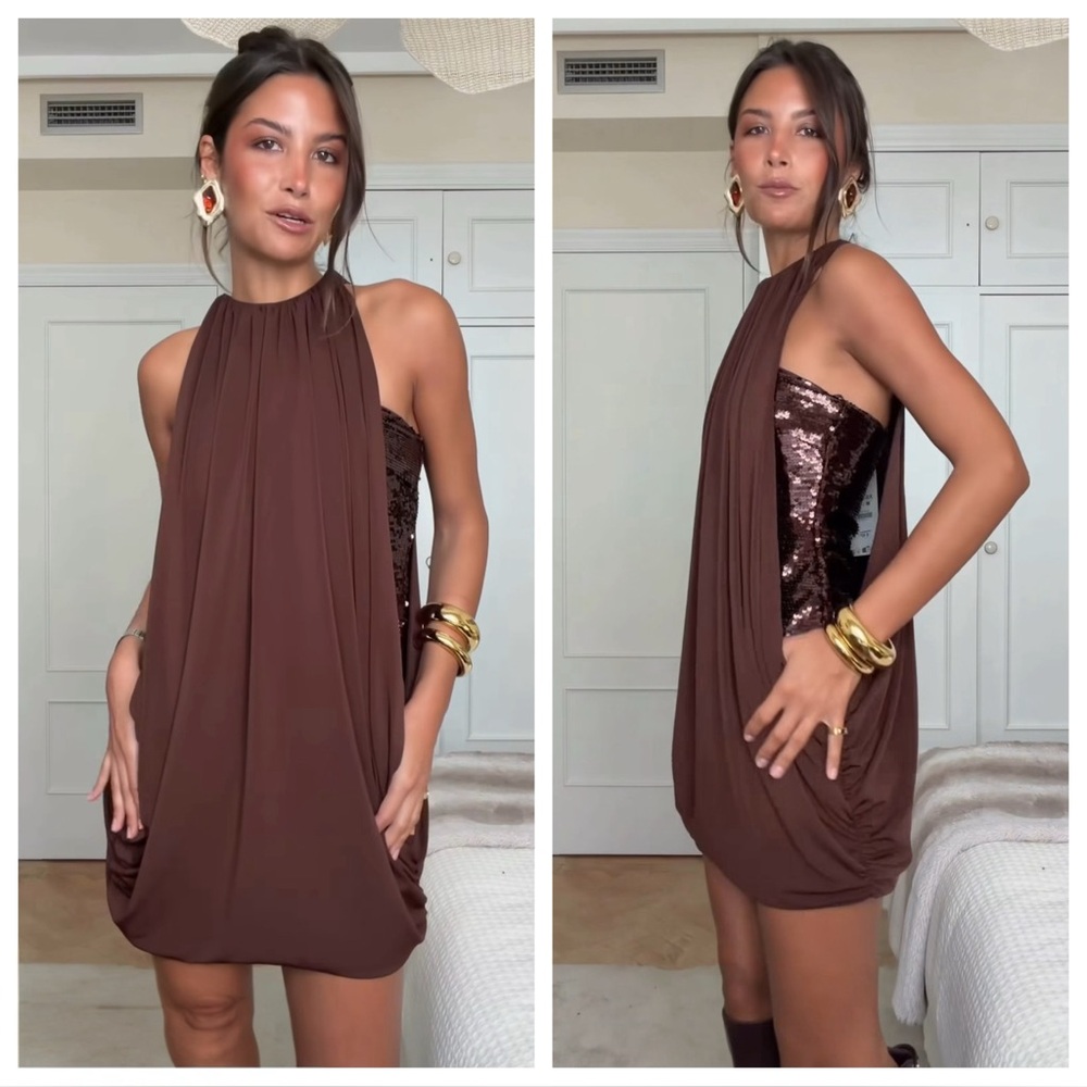 ZARA COMBINATION SEQUIN BUBBLE DRESS